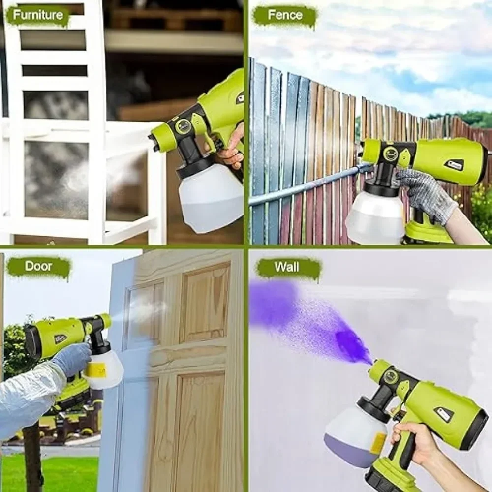 Pistola pulverizadora eléctrica inalámbrica con 3 patrones de pulverización para batería Ryobi de 18V, pulverizador de pintura eléctrico de alta potencia de 800ML - imagen 5