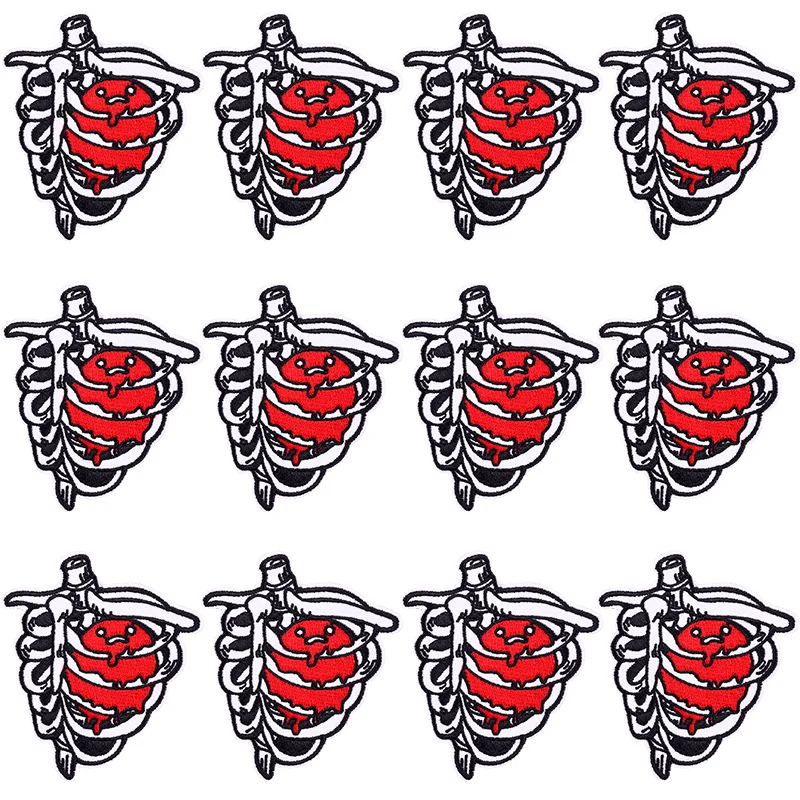 Parches bordados góticos para planchar en la ropa, pegatinas de calavera DIY, insignias de rayas en la mochila, 10 unidades por lote - imagen 3