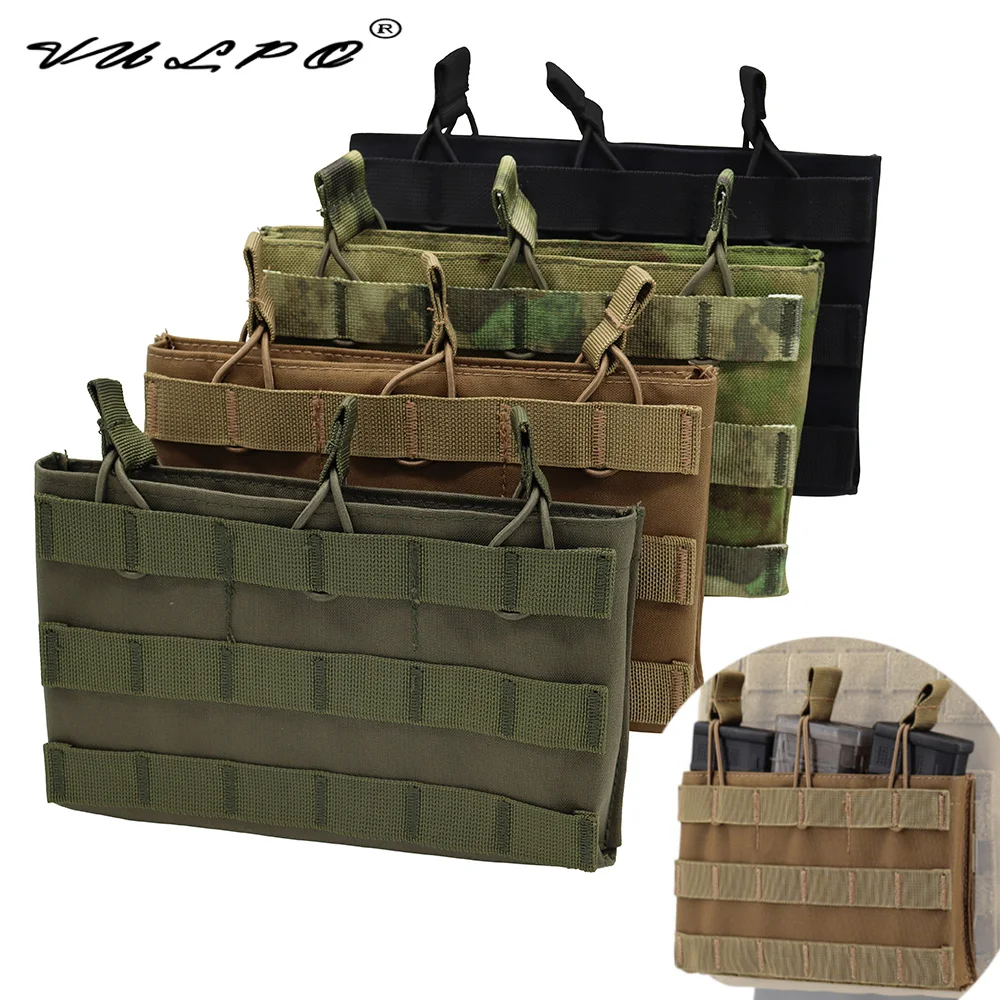 VULPO-bolsa táctica Molle Triple para cargador, 5,56 M4, bolsa magnética abierta, equipo de caza Airsoft