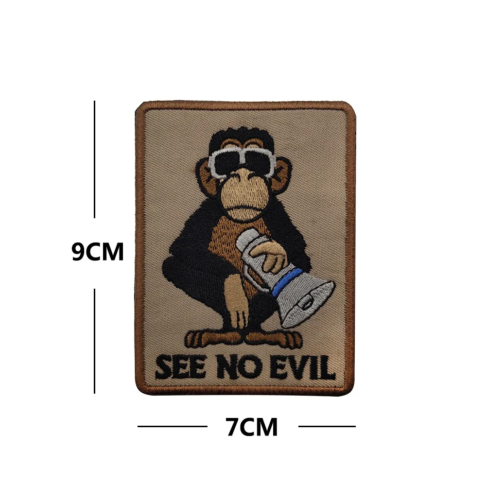 Insignia de moral de mono táctico, parches bordados de gancho y bucle, equipo para exteriores, brazalete, mochila, pegatinas de decoración - imagen 2
