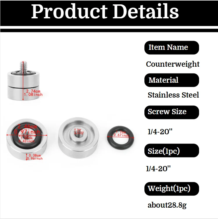 Contrapeso de arco de acero inoxidable, varilla de equilibrio de tiro con arco, estabilizador de arco de peso, amortiguador, tiro, objetivo de caza - imagen 3