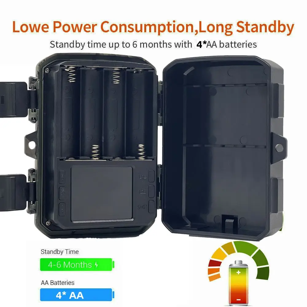 Cámara infrarroja de tiro bajo para exteriores, minicámara de caza 4k, 48MP, visión nocturna, impermeable, trampa para fotos salvajes - imagen 2