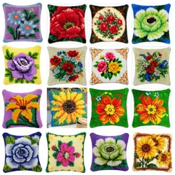 Kit de gancho de pestillo serie de plantas y flores, almohada bordada hecha a mano de mariposa, almohada bordada de segmento 3D, suministros artesanales de lana