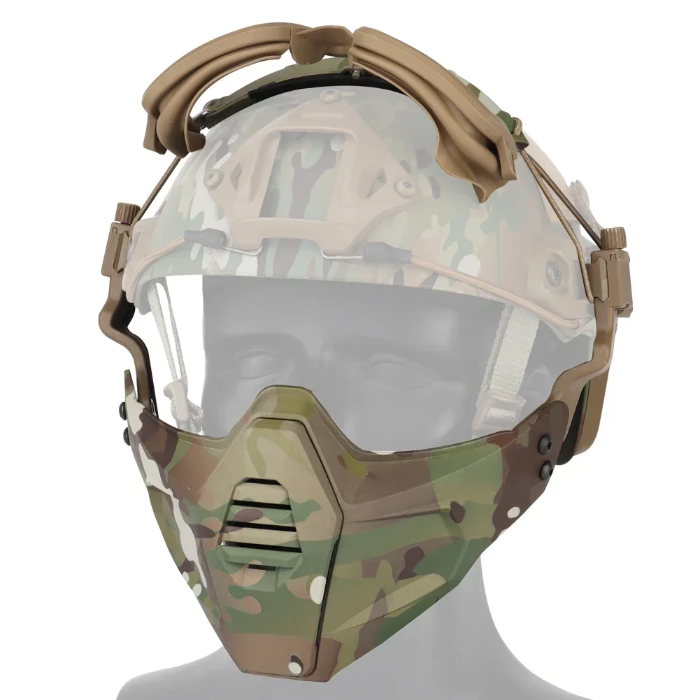 Máscara protectora de caza táctica CS Wargame media cara máscaras transpirables Paintball Airsoft deportes máscaras faciales con conector de casco - imagen 2