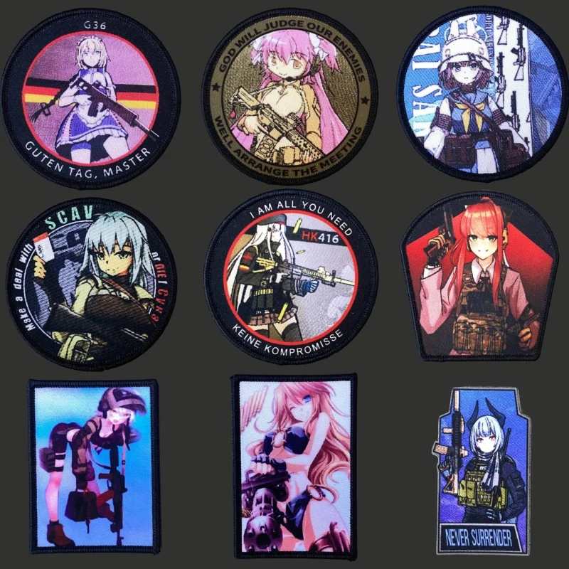 Parche de Chica de Anime, insignia con estampado de moral militar, gancho y bucle, mochila táctica, ropa, accesorios decorativos, pegatinas para brazalete