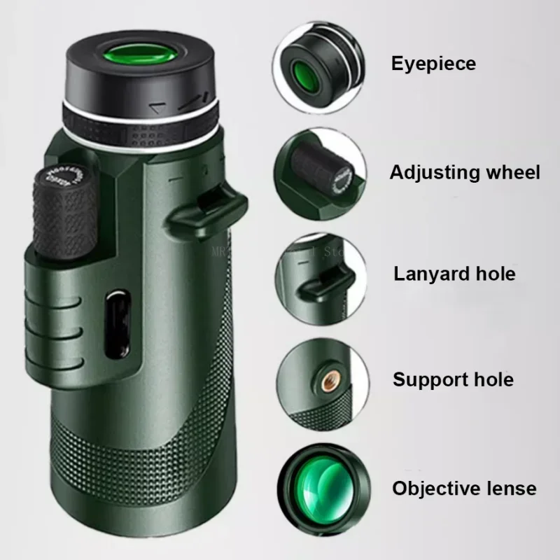 Monocular HD de 80x100 para adaptador de teléfono inteligente, telescopio trípode con prisma BAK4 para observación de aves, caza, senderismo, acampada al aire libre - imagen 2