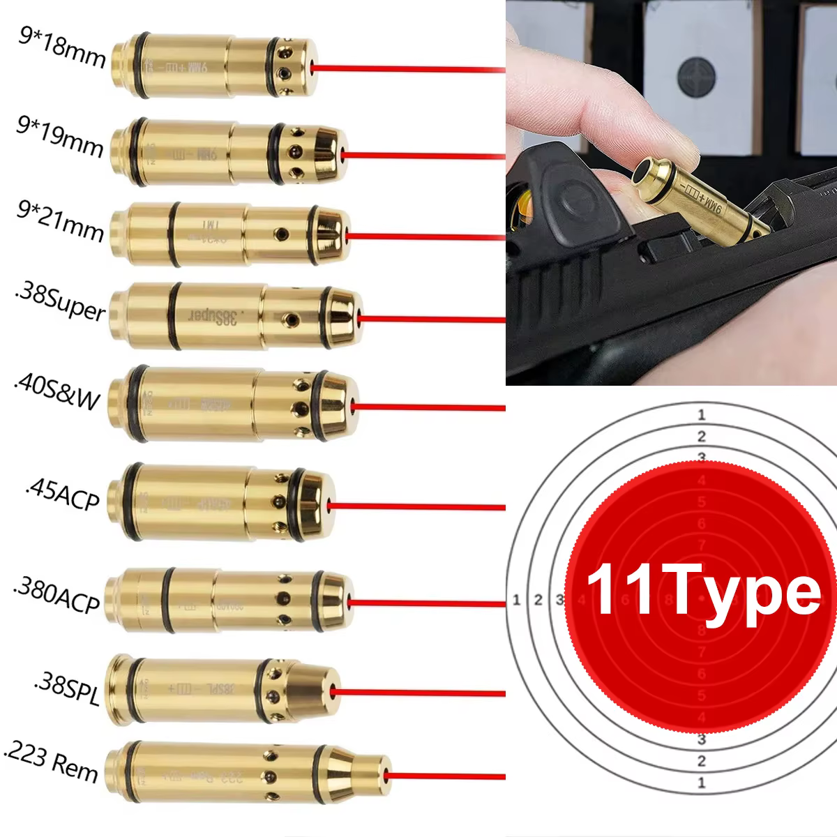 Entrenador láser multicalibre con interruptor trasero para tiro en seco