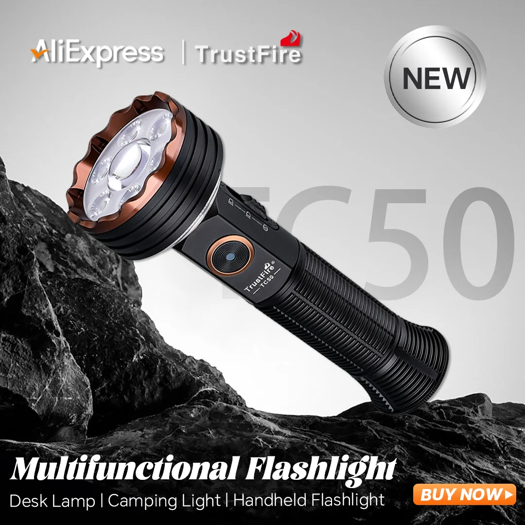 Trustfire TC50 5100LM linterna táctica recargable antorcha puntual unificado/iluminación de inundación luz de advertencia luz de ambiente para acampar - imagen 2