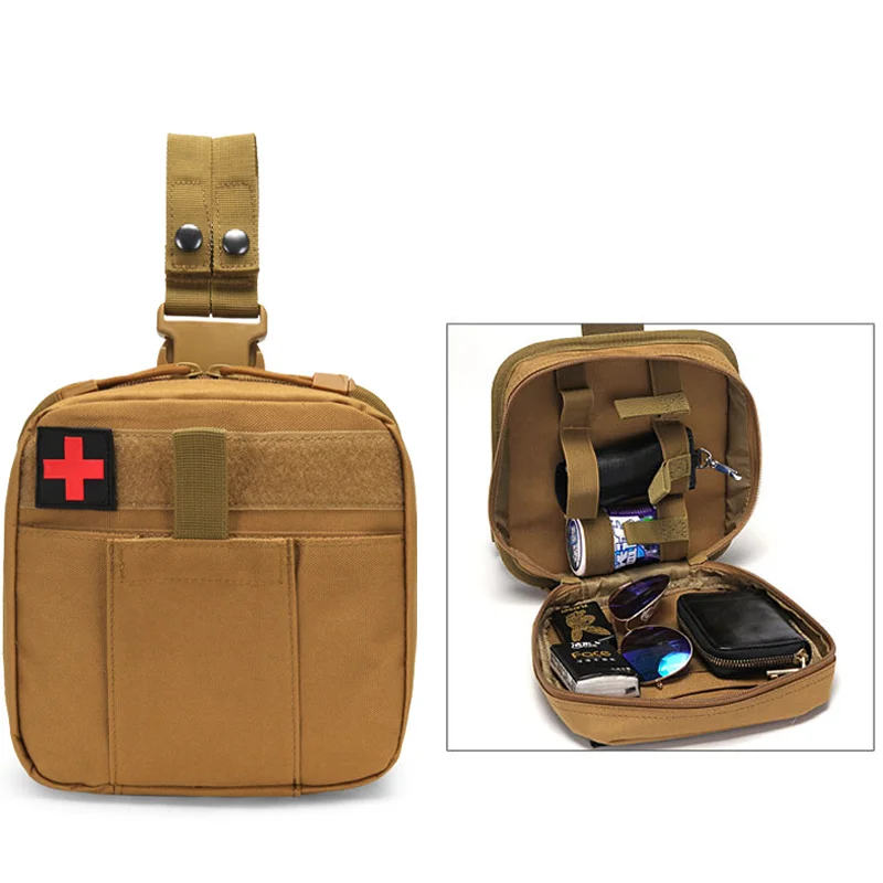 Bolsas tácticas de emergencia para pierna para hombre, riñonera médica Edc Molle para deportes al aire libre, ciclismo, Camping, caza, senderismo, Militar - imagen 4