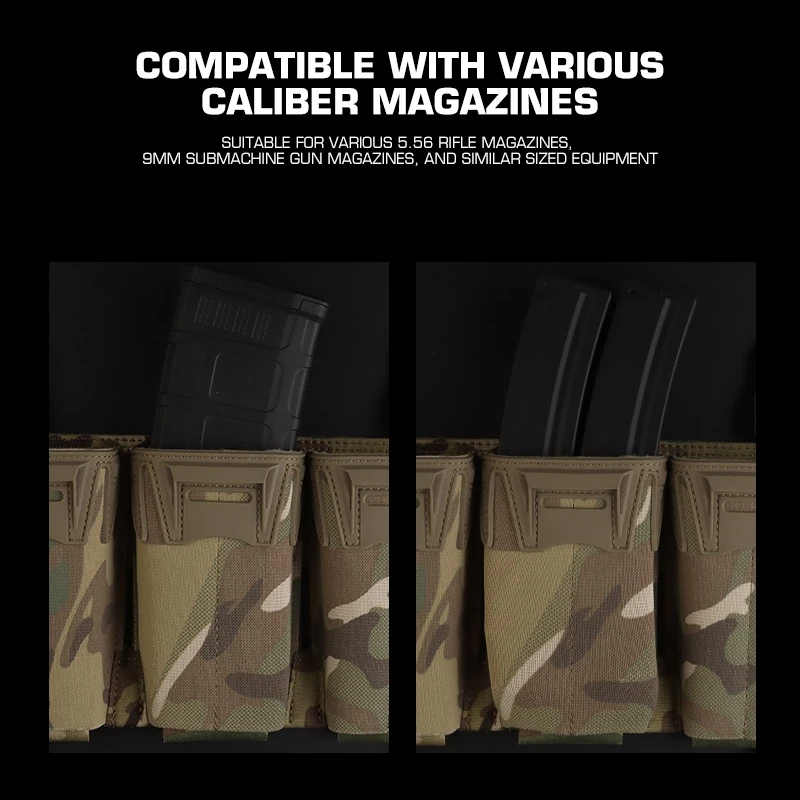 Bolsa de Triple revista 5,56, funda táctica de doble reflejo para revistas, chaleco Molle, bolsa de accesorios, linterna para exteriores, bolsa de almacenamiento para antorcha - imagen 4