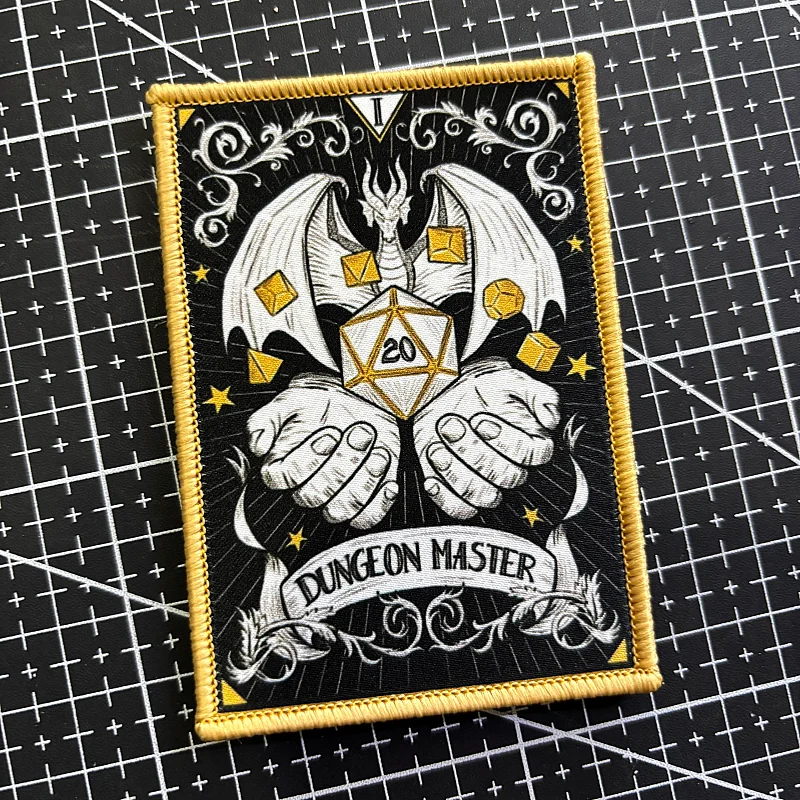 Parche Táctico Dungeon Master, Insignia de Moral para Juegos de Cartas, Parches Impresos con Velcro, Adhesivo de Dragón para Mochila Militar