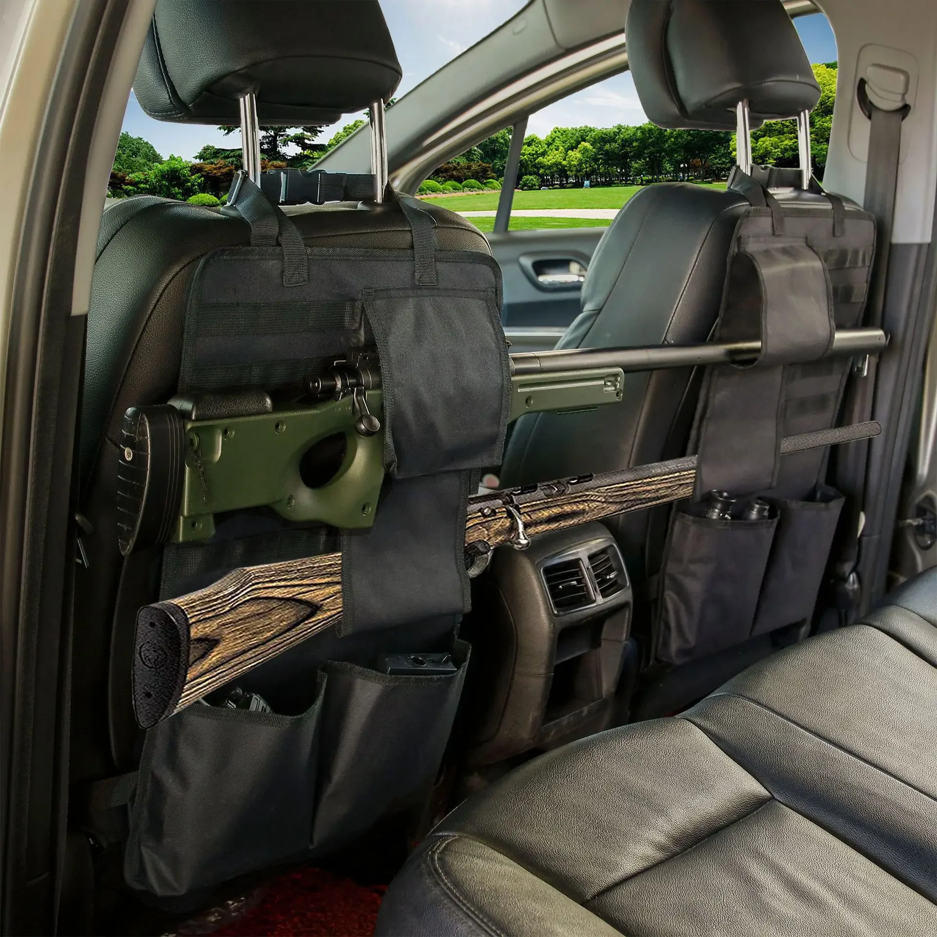 Organizador táctico para el respaldo del asiento del vehículo, estante para armas, soporte para escopeta, accesorios de Panel, funda Molle Universal, bolsillo de almacenamiento - imagen 2