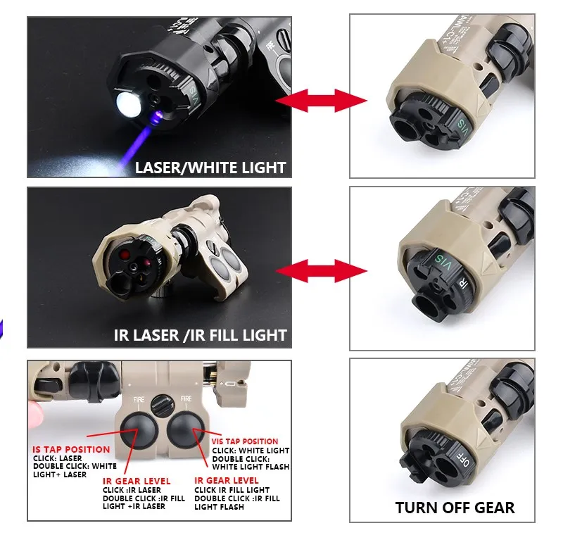Wadsn-láser táctico de nailon MAWL_C1, Airsoft, puntería MAWL, luz de relleno IR, linterna Led de caza, interruptor de presión - imagen 3