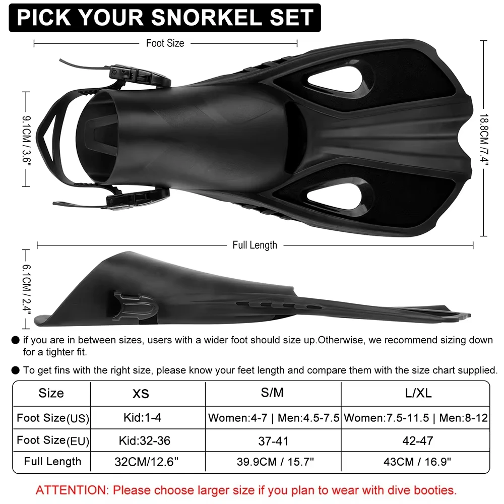 Aletas snorkel rana cortas silicona ajustables tacón abierto viaje - imagen 4