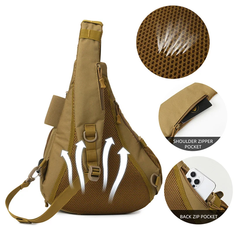Bolsa de pecho táctica para deportes al aire libre, bolsa de señuelo de pesca, viaje, escalada, Camping, bolsa de hombro de camuflaje, bolsas portátiles ligeras - imagen 5