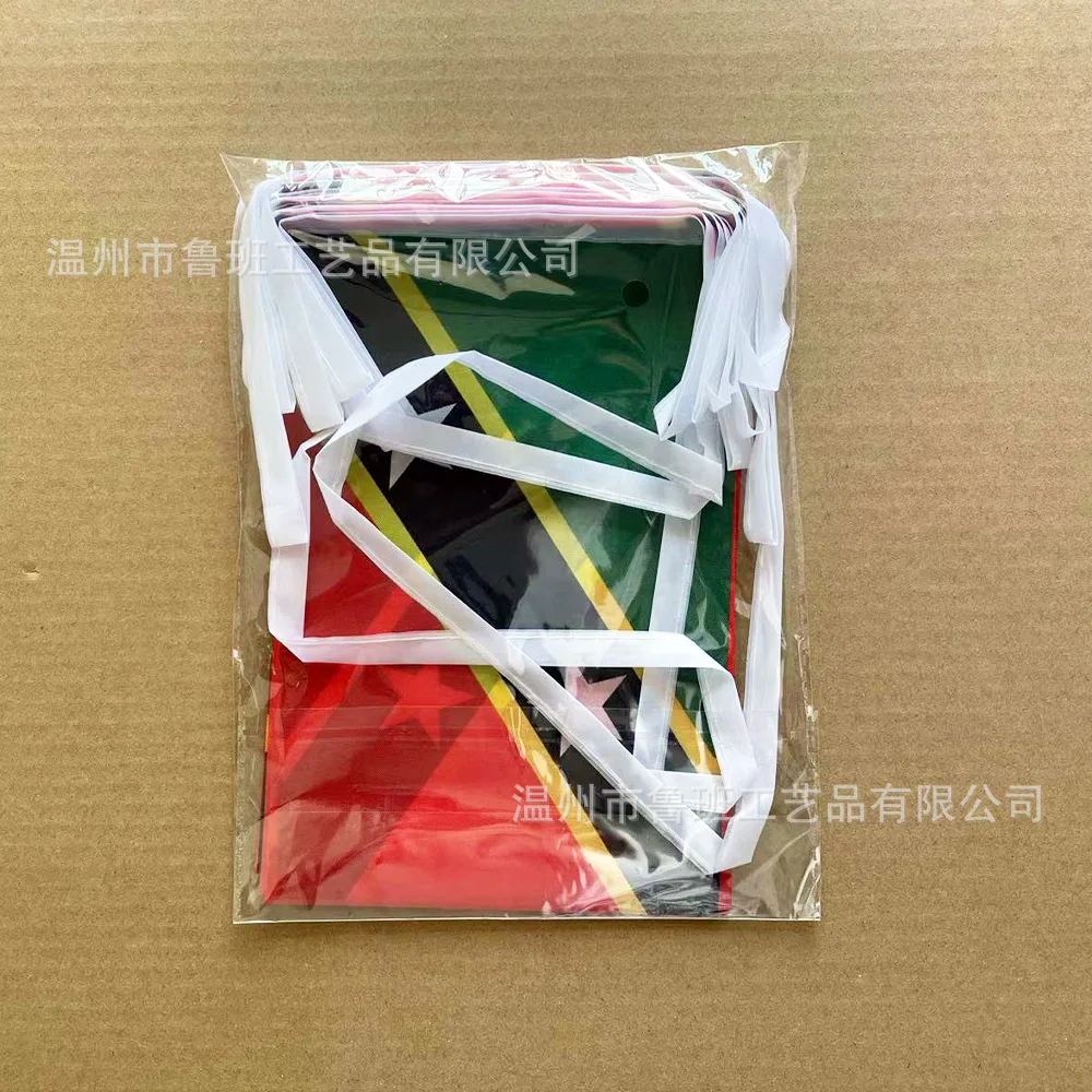 BANDERA DE SKY La Federación de Saint Kitts y banderines Nevis 14x21 cm 20 unids/lote banderas de hilo para decoración de fiestas y festivales - imagen 3