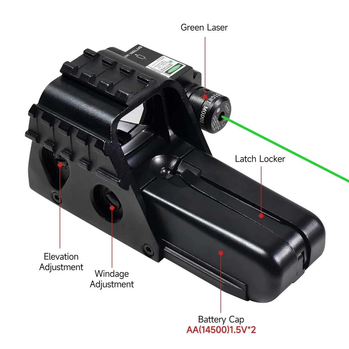 Mira láser reflectante holográfica táctica de punto rojo y verde 552G con lupa 3X/5X G43/G45, Combo de caza, accesorios Airsoft - imagen 4