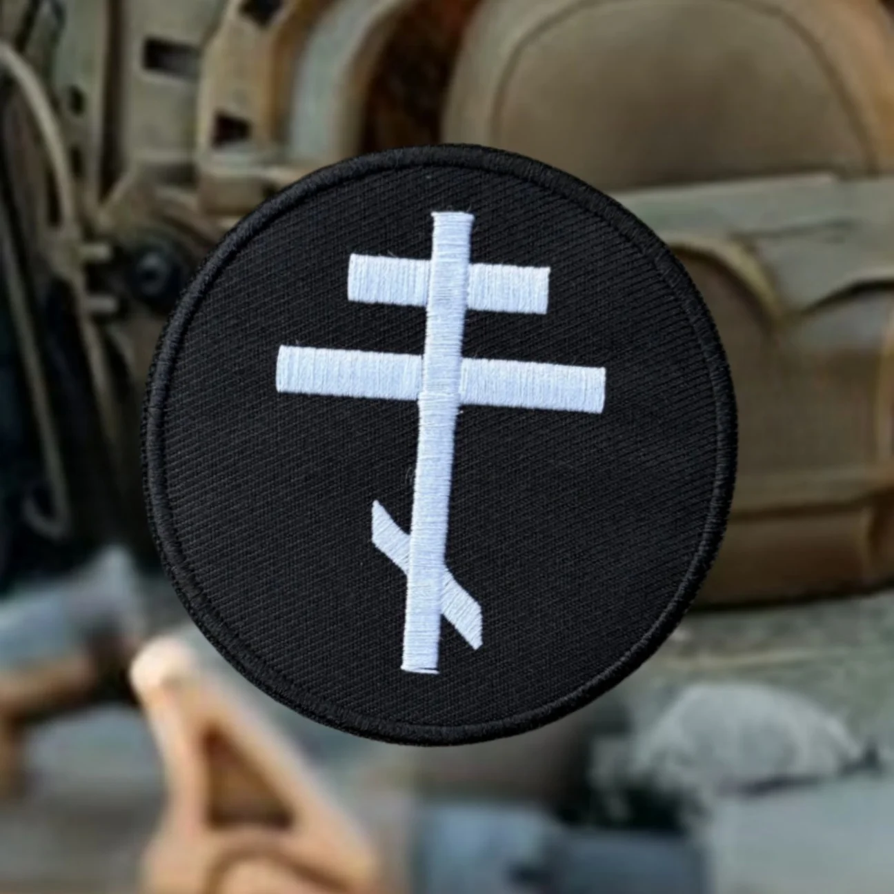 Parches militares tácticos rusos de doble cruz bordados ortodosis para ropa, apliques personalizados de moral, pegatinas de gancho y bucle - imagen 3