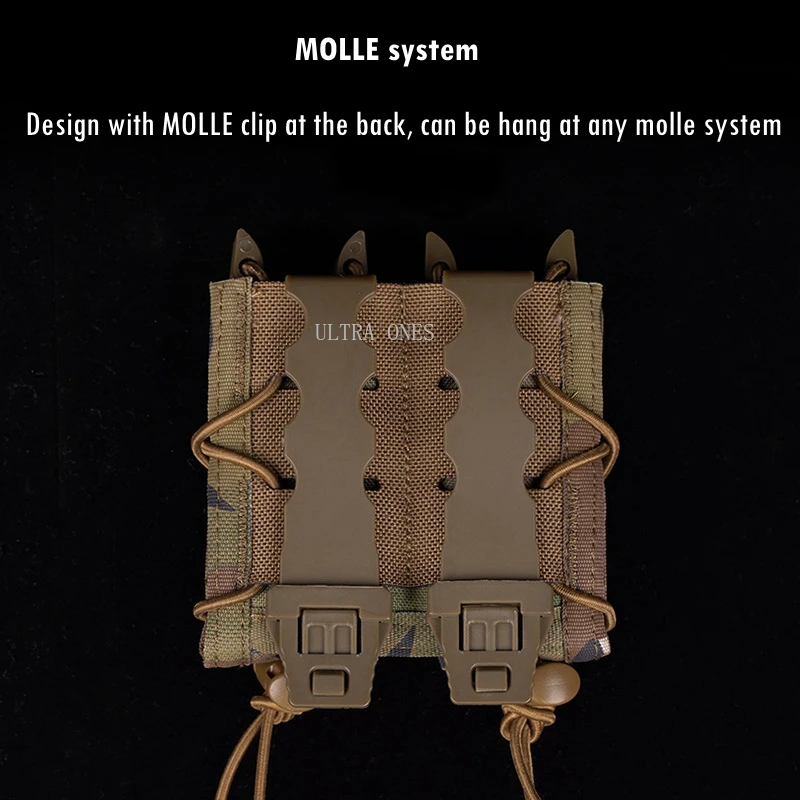 Bolsa de doble pistola para revistas Molle, bolsa táctica Mag, cinturón Dual Mag, soporte para linterna, funda, accesorios de caza - imagen 4
