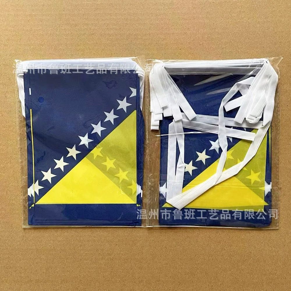 Bandera de Bosnia y Herzegovina 14x21cm 20pcs/lot bandera de banderde de cadena de Bosnia y Herzegovina para decoración - imagen 4