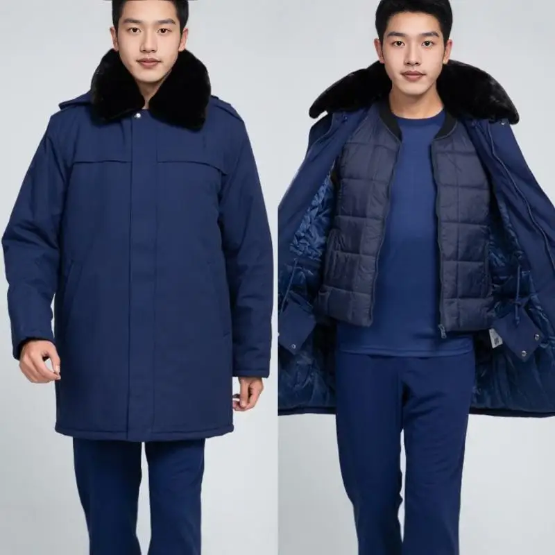 Nuevo Abrigo de reserva grueso de invierno medio a largo, ropa multifuncional azul a prueba de frío, Chaqueta de algodón de entrenamiento cálida - imagen 2