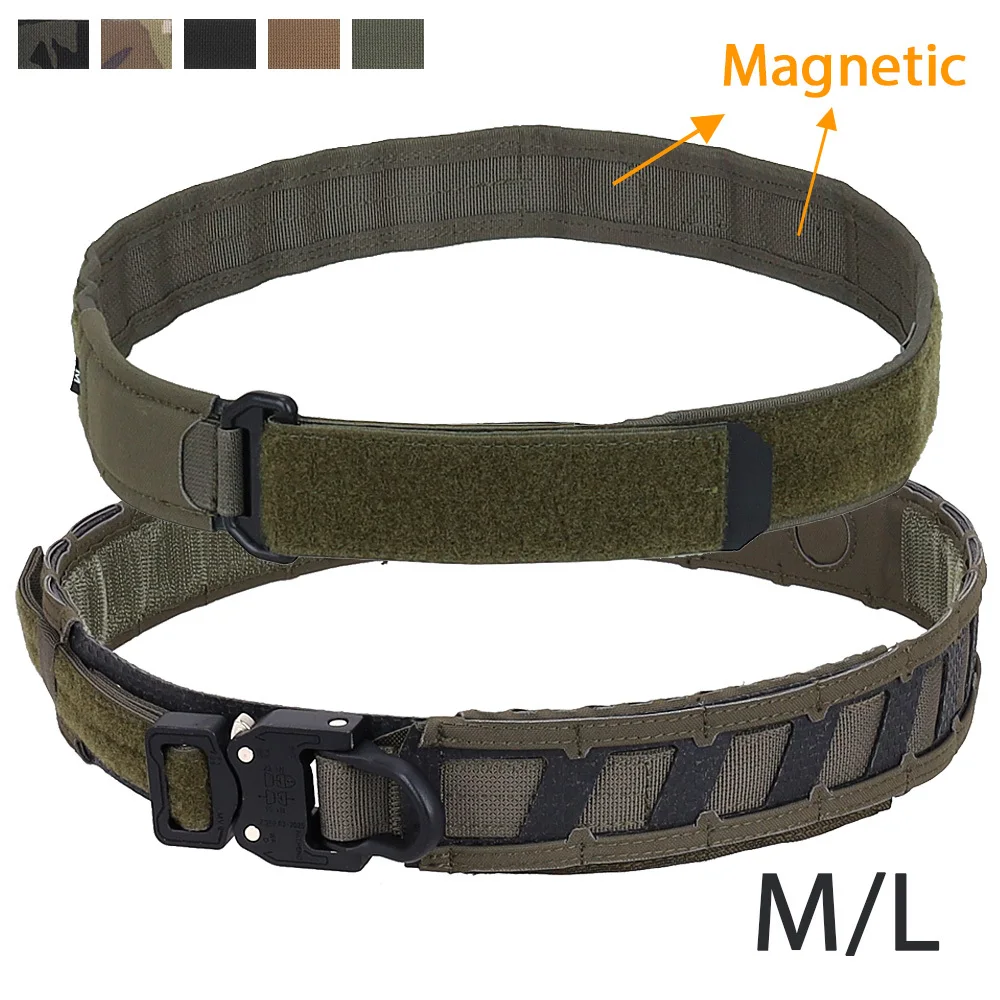 Cinturón magnético para exteriores, hebilla de tracción rápida, imán de doble capa, cinturón MOLLE, accesorios de equipo de entrenamiento táctico para caza Airsoft