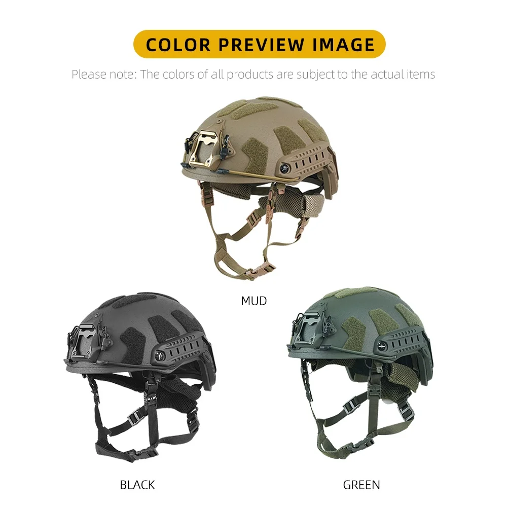 Casco táctico BOOIU vista frontal en color negro