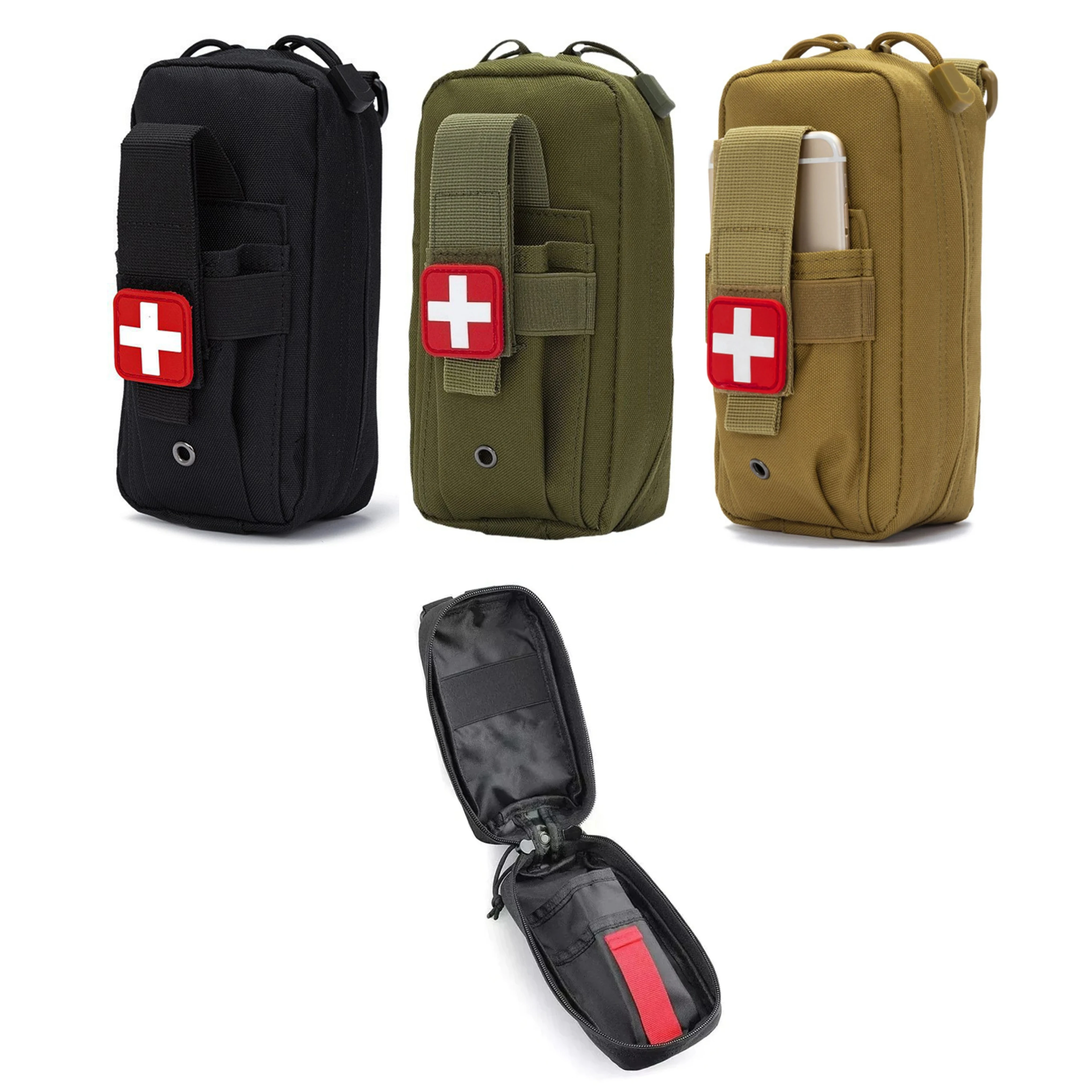Riñonera táctica EDC Molle y bolsa táctica de primeros auxilios EMT, pequeña bolsa de primeros auxilios con soporte para teléfono para caza y senderismo - imagen 5