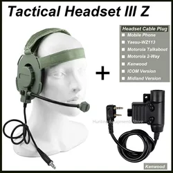 Auriculares tácticos de tiro III Z, auriculares tácticos Bowman Elite II CS U94 PTT para Kenwood Baofeng UV-5R, accesorio de Radio