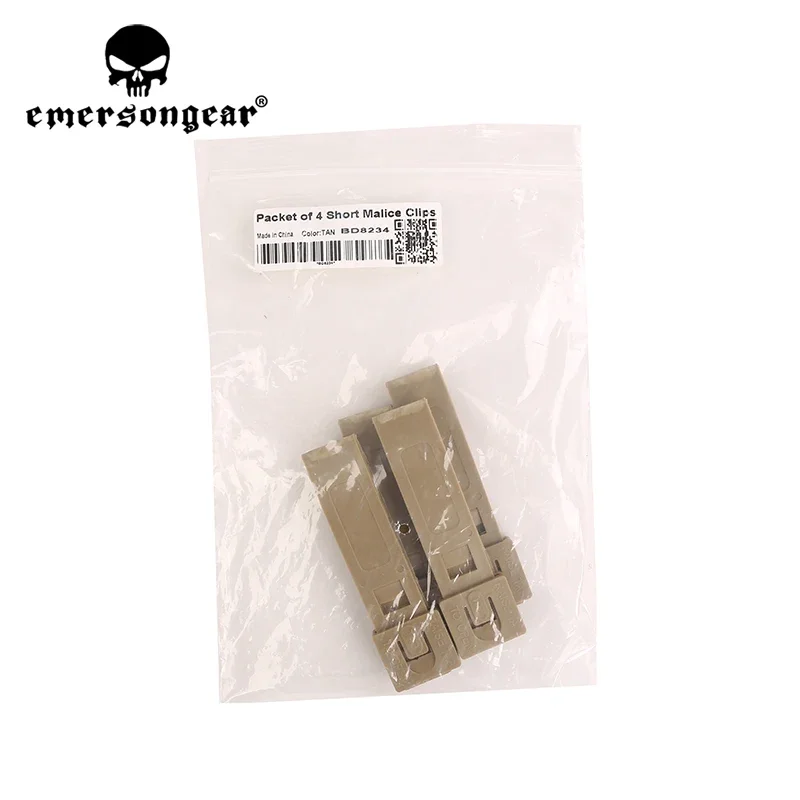 Emersongear 4 unids/set Clips cortos de malicia bolsa táctica MOLLE correa de conexión versión corta chaleco de caza al aire libre Airsoft TAN - imagen 3