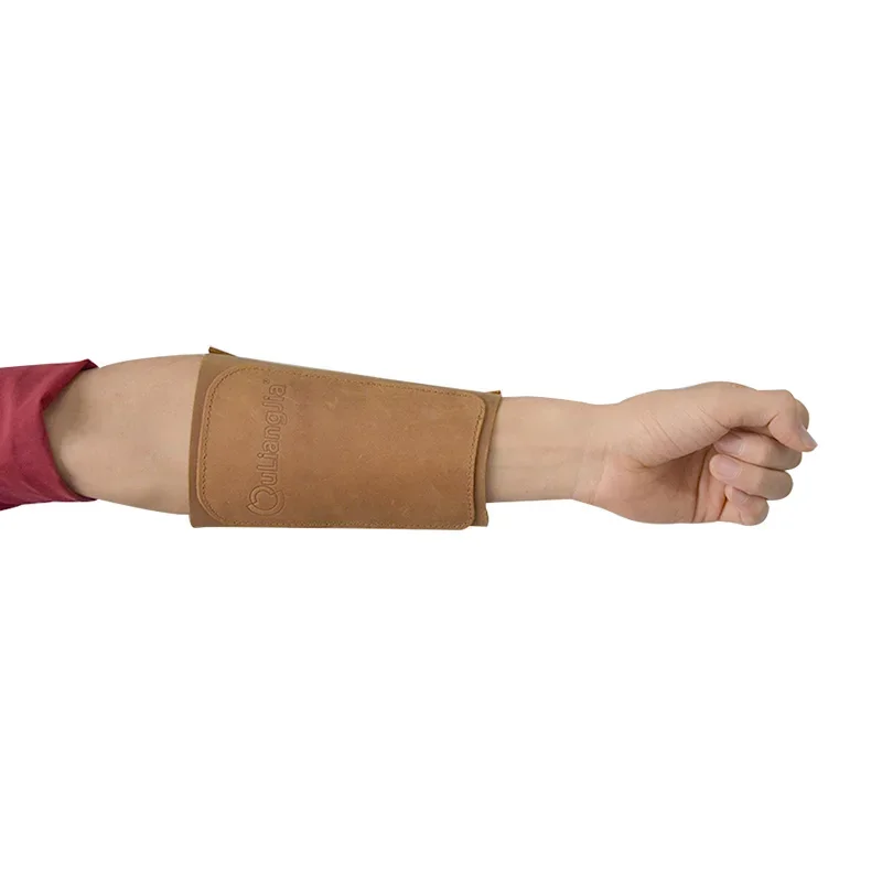 Protector de brazo de piel de vaca para tiro con arco, protección ajustable para brazo izquierdo y derecho para caza tradicional, tiro con arco recurvo, 1 ud. - imagen 3