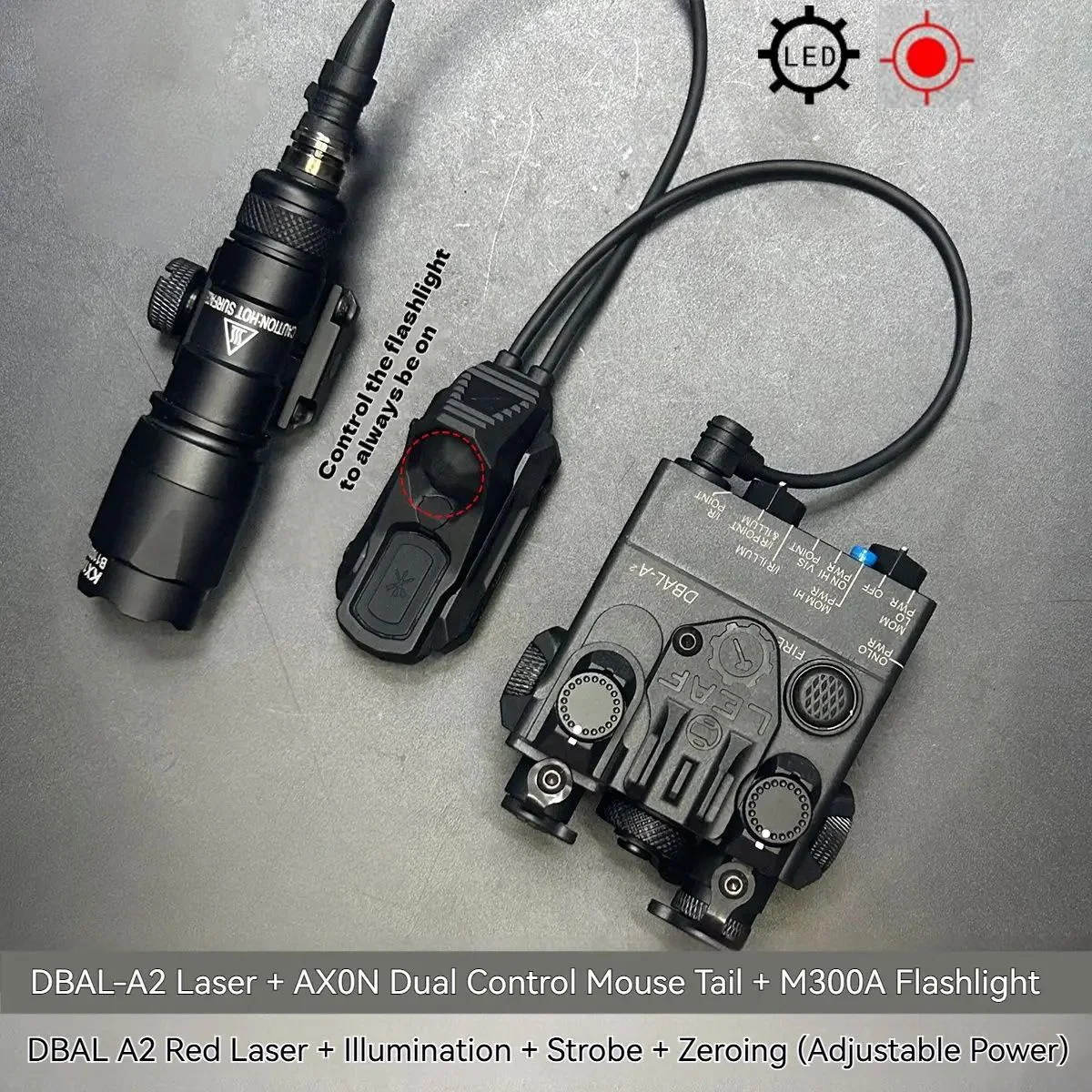 DBAL láser táctico rojo/verde SureFire con interruptor de presión - imagen 2