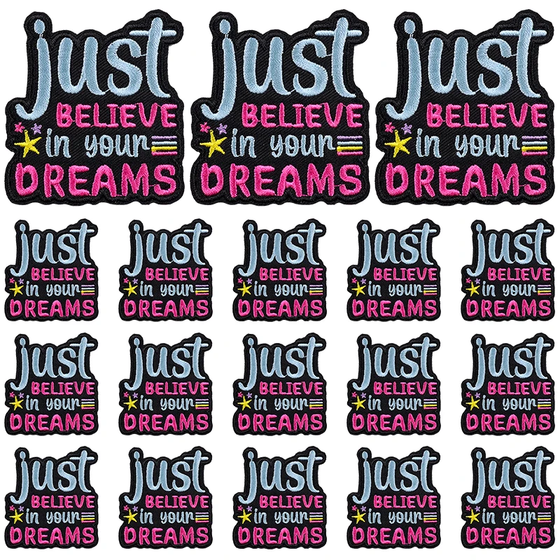 Parches bordados de dibujos animados/letras para ropa, Parche de letras arcoíris, parches para planchar para ropa, apliques de costura DIY, 10 unids/lote por lote - imagen 4