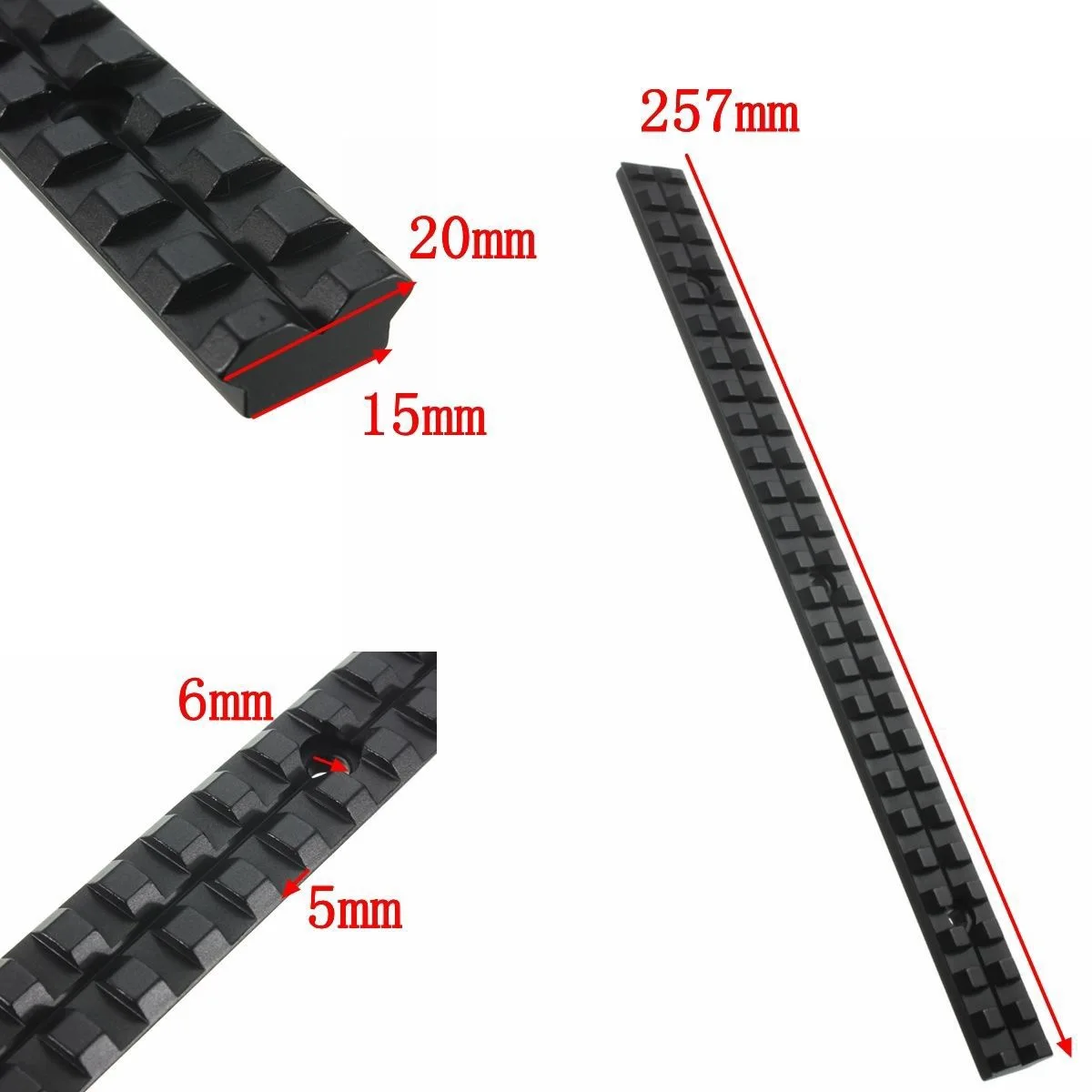 Raíl extendido aluminio 20mm para M16 M4 HK416 Airsoft táctico