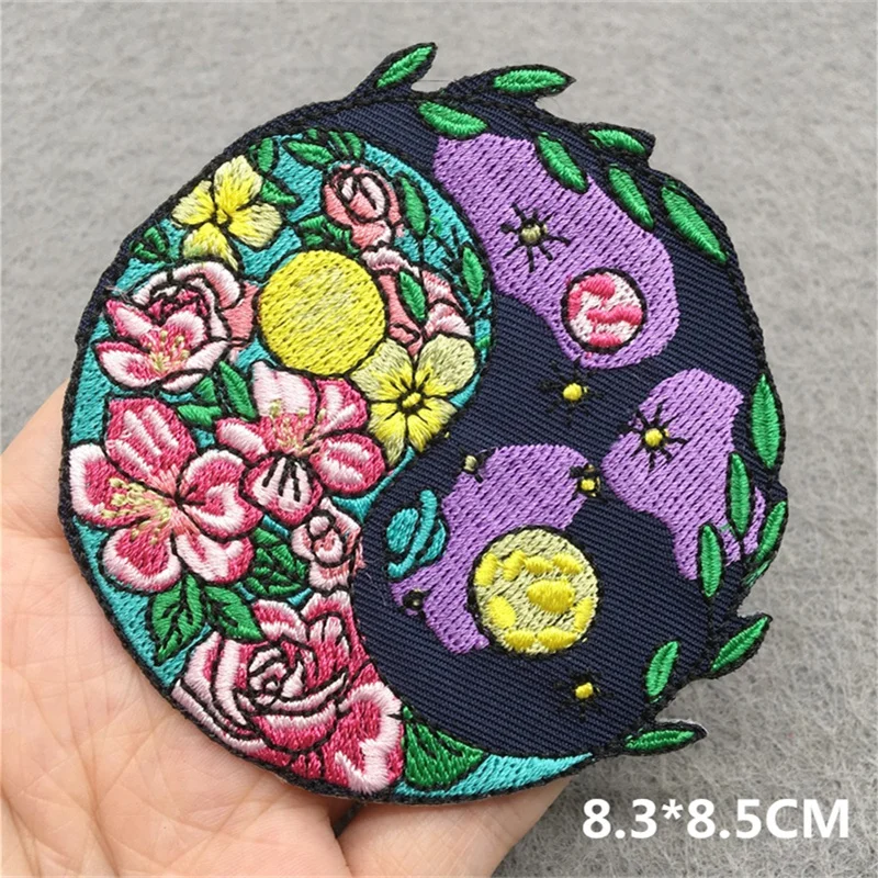 Parche de seta bordado DIY para ropa, pegatinas de flores de dibujos animados, parches para planchar en la ropa, apliques de costura - imagen 5