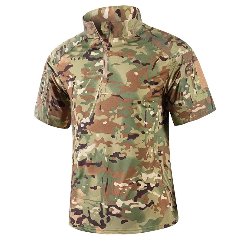 Camisa táctica de uniforme de camuflaje para hombre, camiseta de combate de secado rápido de manga corta, camiseta del ejército militar, camisas para caza y senderismo al aire libre - imagen 5