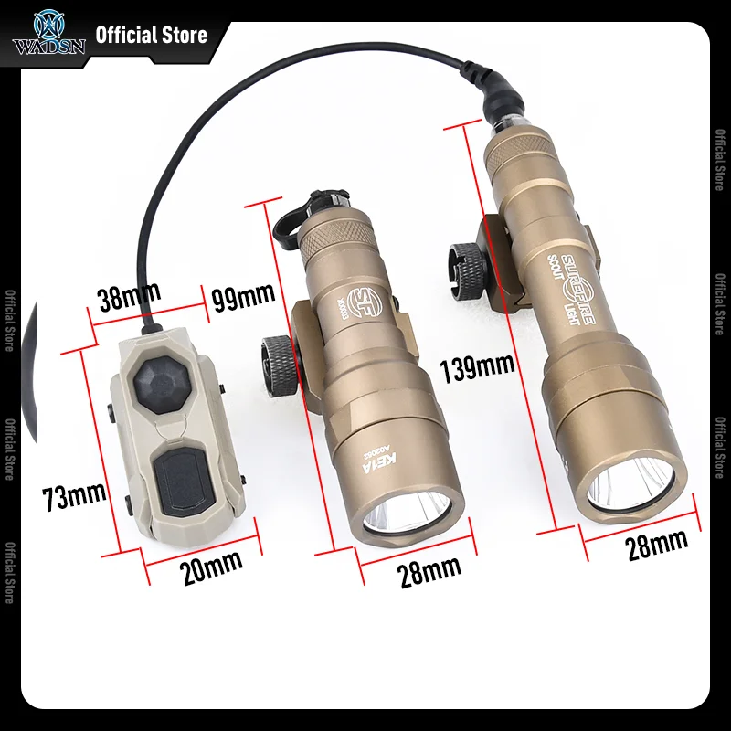 Linterna táctica WADSN SF M300C/M600U 510/800 lúmenes luz LED blanca AXON interruptor Dual Fit 20MM Rail caza arma Scout Luz - imagen 3