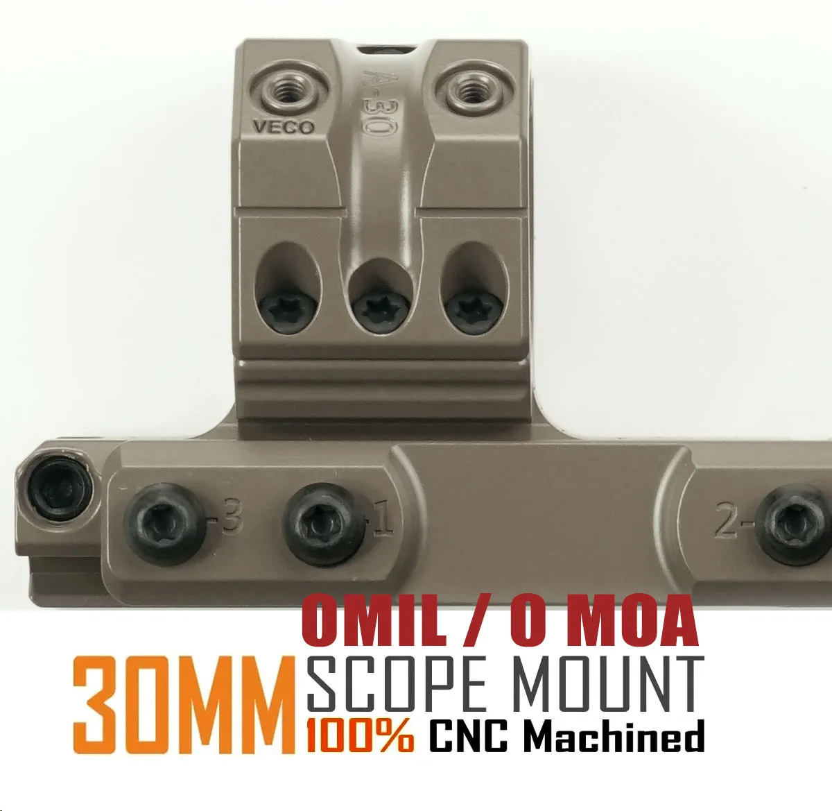 Anillos de alcance de 1,54 pulgadas para rieles Picatinny 1913, AR15, alcance de una sola pieza M4, montaje de 30 mm, 6061-T6Desierto - imagen 3