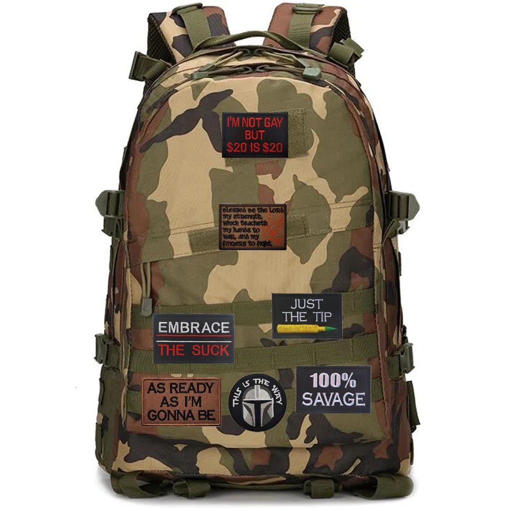 Pegatinas de tela bordadas 3D divertidas con palabras en inglés únicas, parches para mochila al aire libre, ropa, 100% - imagen 3