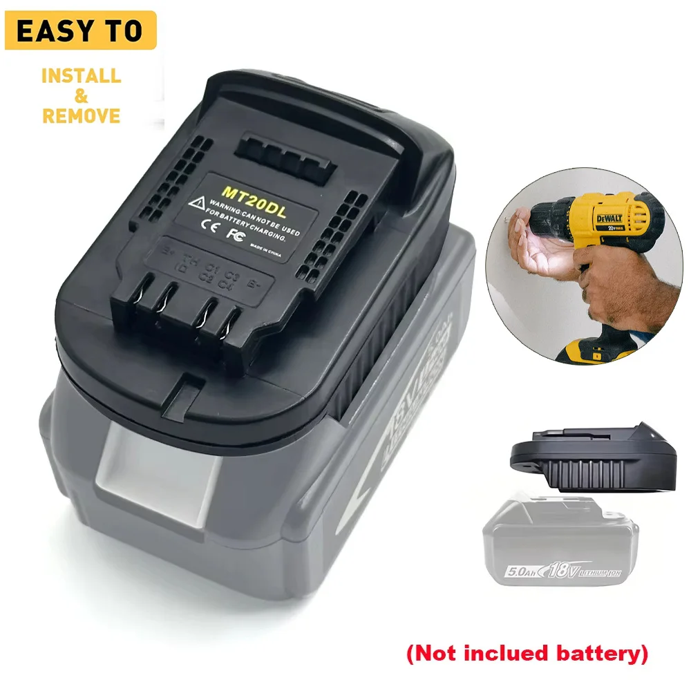 Adaptador de batería convertidor MT20DL para batería de iones de litio Makita de 18V a adaptador de batería de iones de litio Dewalt de 18V/20V