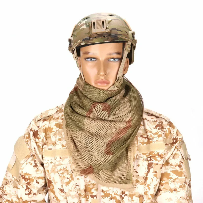 Bufanda táctica de malla transpirable, velo facial de francotirador, Camo, Airsoft, caza, ciclismo, senderismo, pañuelo, máscara, bufanda de camuflaje para exteriores - imagen 3