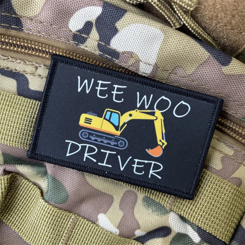Parche táctico impreso "WEE WOO DRIVER" para ropa, insignia de moral, parche militar con gancho, pegatinas para mochila - imagen 2