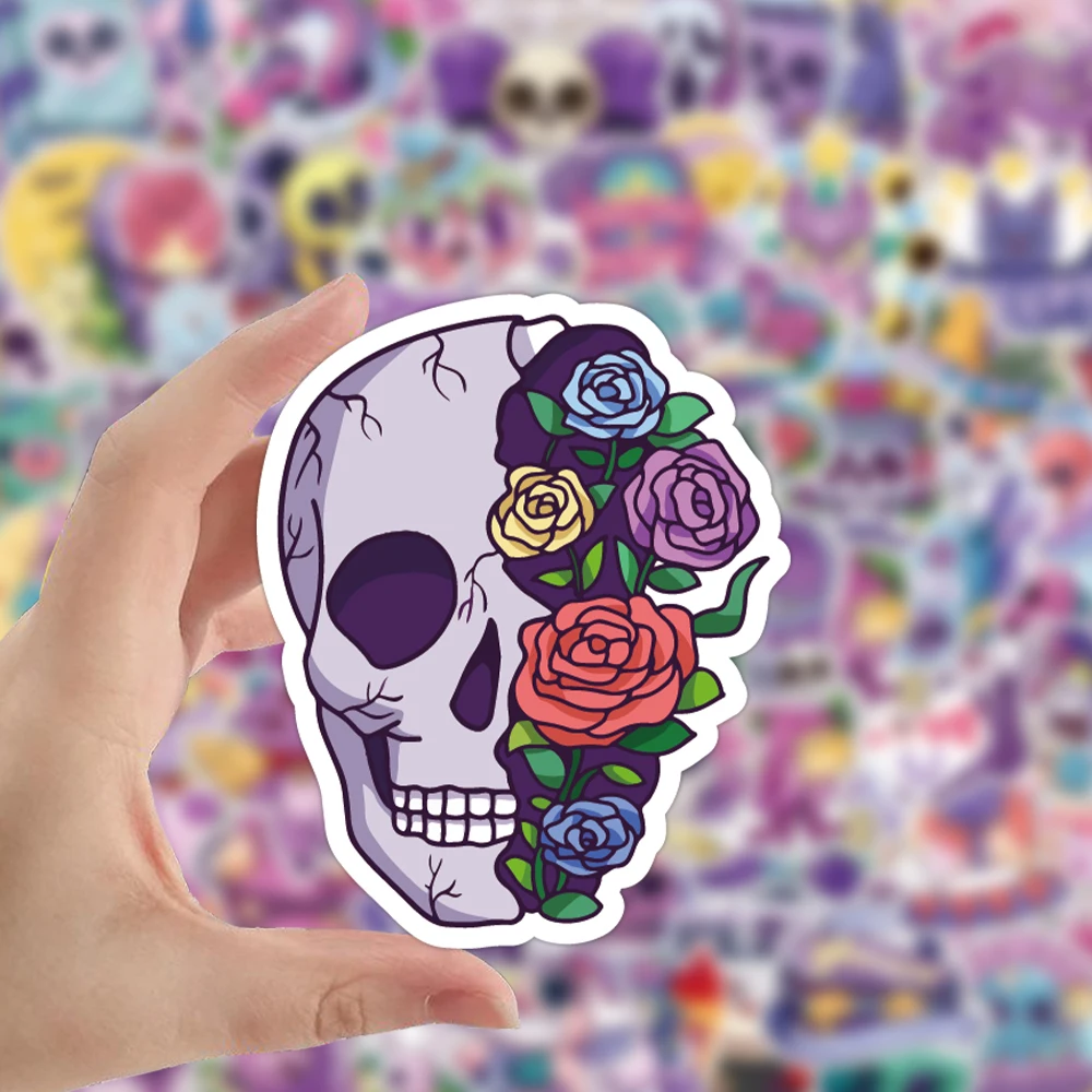 Pegatinas de Horror artístico para niños, pegatinas de Halloween de 50/100 piezas, bonitas, góticas, para ordenador portátil, teléfono, álbum de recortes, calaveras de dibujos animados, juguete de regalo - imagen 3