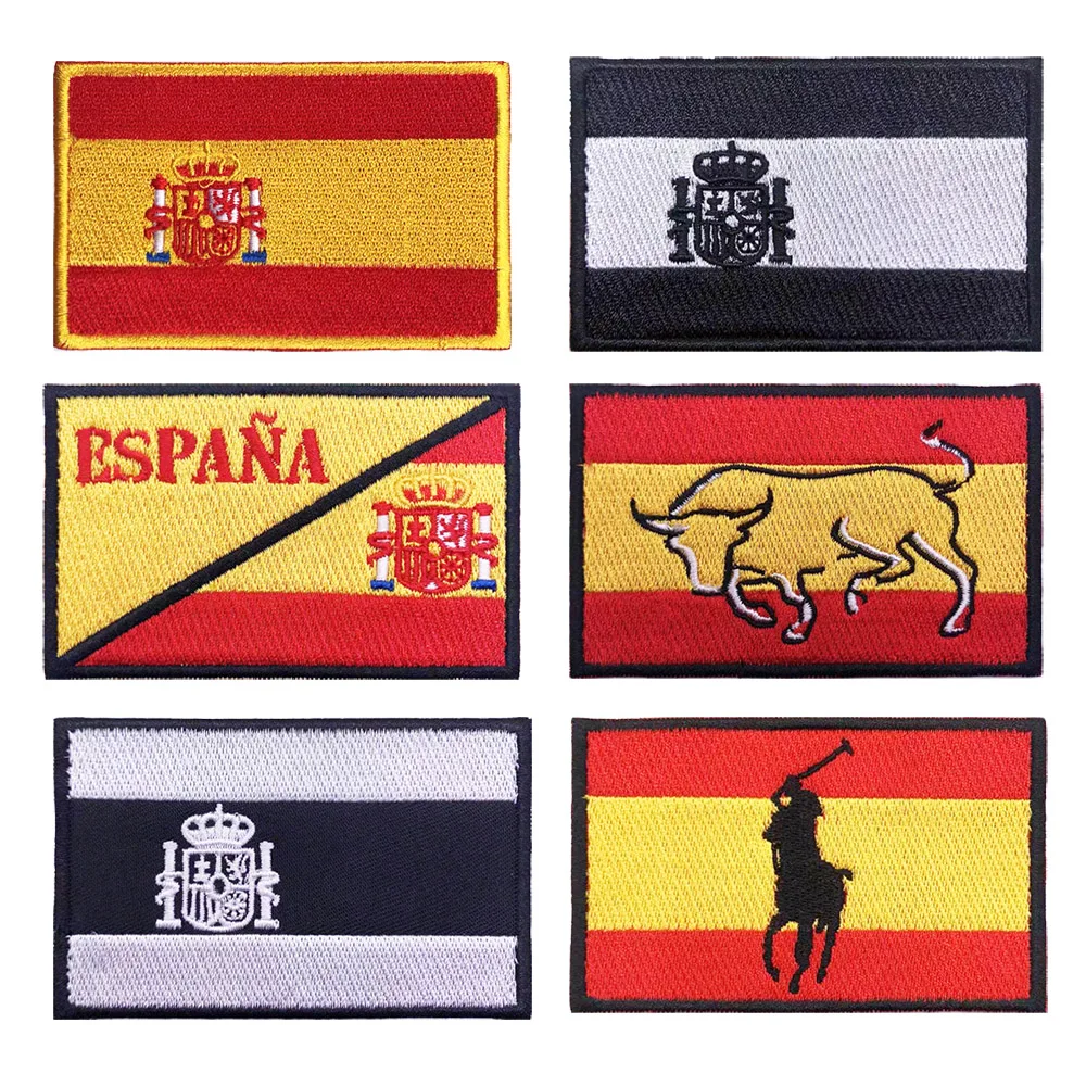 Parche de bandera española de España, etiquetas de insignia a rayas, brazalete de chevrons, bucle de hierro o gancho bordado militar, 1 ud.