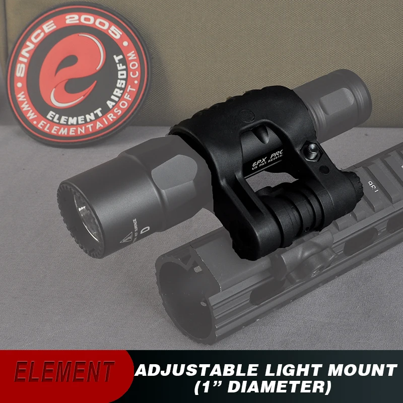 Element Airsoft-Soporte de luz táctica para Rifle, montaje para linterna de caza, con ajuste de 25,4mm de diámetro, 360 °