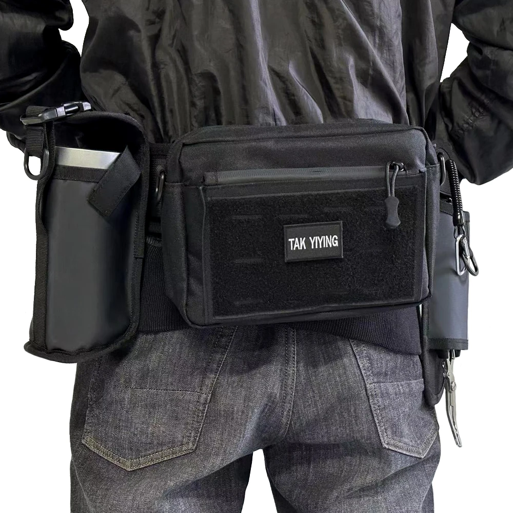 Riñonera táctica multifuncional para exteriores con estampado liso/camuflaje para hombre, bolsa de pesca impermeable, riñonera con cremallera y correa ajustable - imagen 5