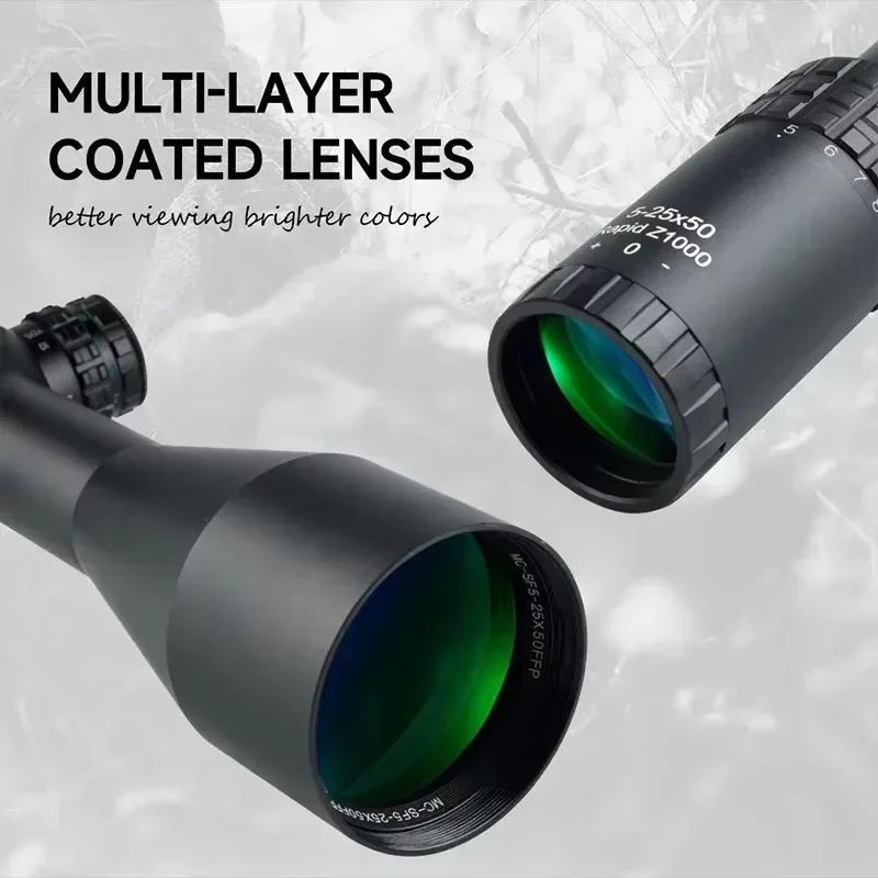 5-25X50 IR FFP táctico rojo verde telémetro retícula óptica mira telescópica rueda lateral grande caza Airsoft vista 11mm/20mm Rail - imagen 4