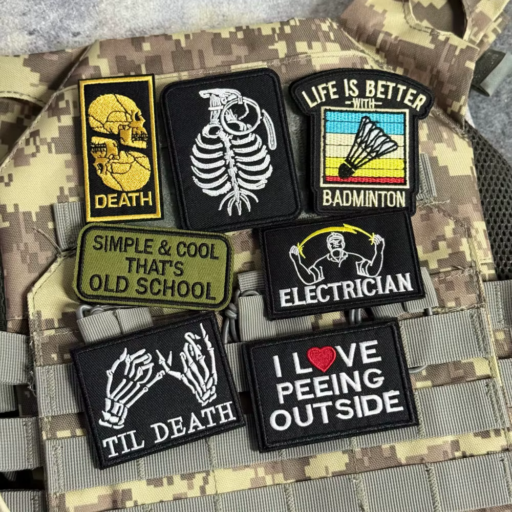 Parche táctico bordado calavera TIL DEATH con gancho y bucle