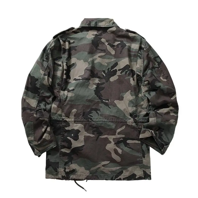 Chaqueta de campo M65 para hombre, abrigo de mezclilla con múltiples bolsillos, chaqueta táctica militar, cortavientos informal Vintage de gran tamaño - imagen 2