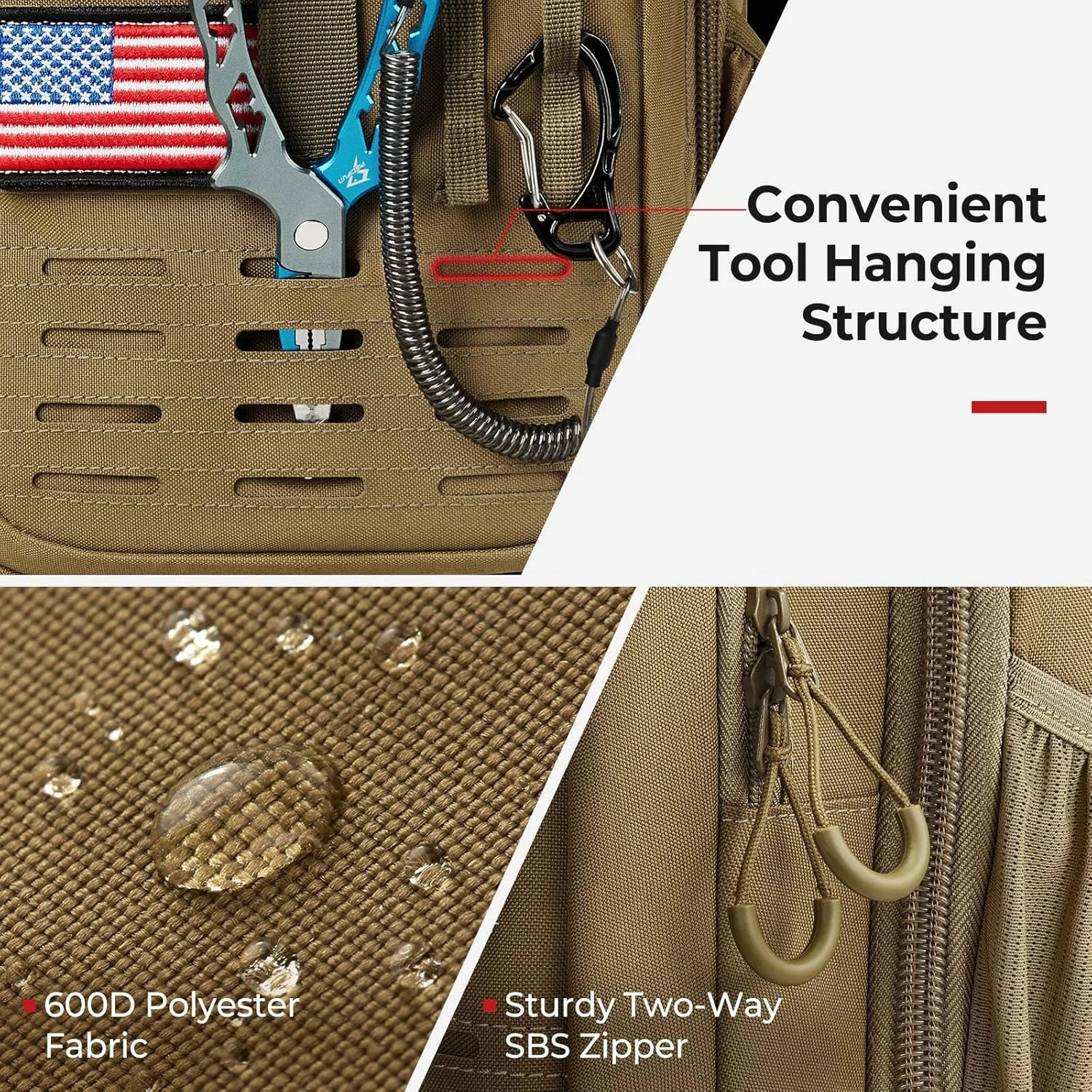 Mochila para aparejos de pesca con caña y soporte para equipo, bolsa ligera para almacenamiento de aparejos de pesca con cubierta protectora contra la lluvia - imagen 4